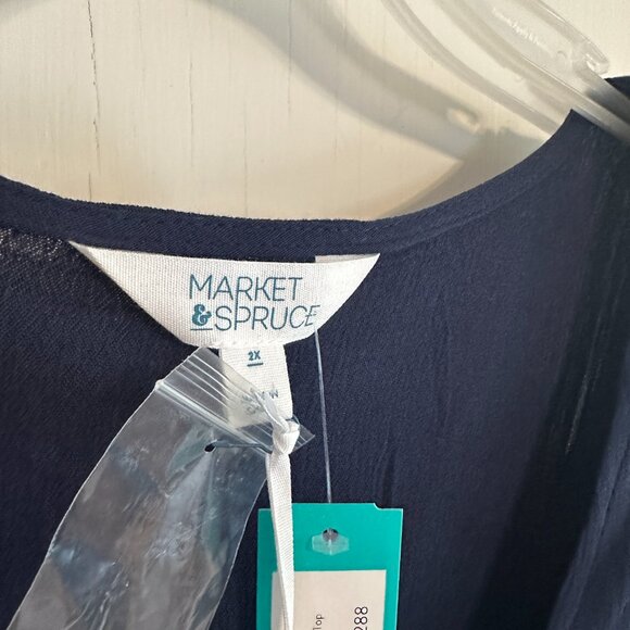 | Market & Spruce | Blue Sleeveless Front Tie Top - Picture 4 of 5